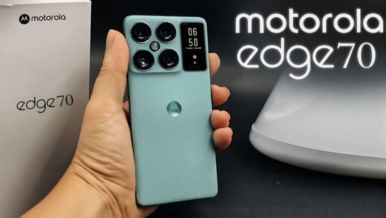 Motorola Edge 70 smartphone with quad camera setup and slim matte design showcased before launch